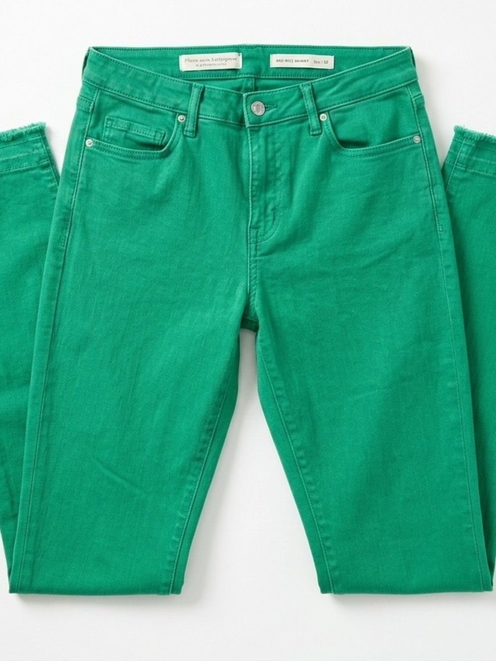 Pilcro for Anthropologie Green Mid-Rise Skinny Raw Hem Jeans Sz 32